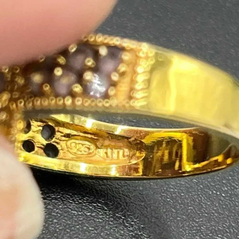 UTC Gold Plated Vermeil Sterling‎ Silver Cushion Cut Amethyst Cocktail Ring Sz 8